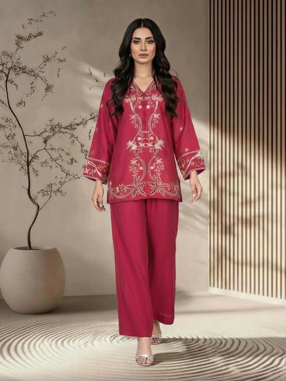 Silk Co-ord Set- Embroidered (Pret)