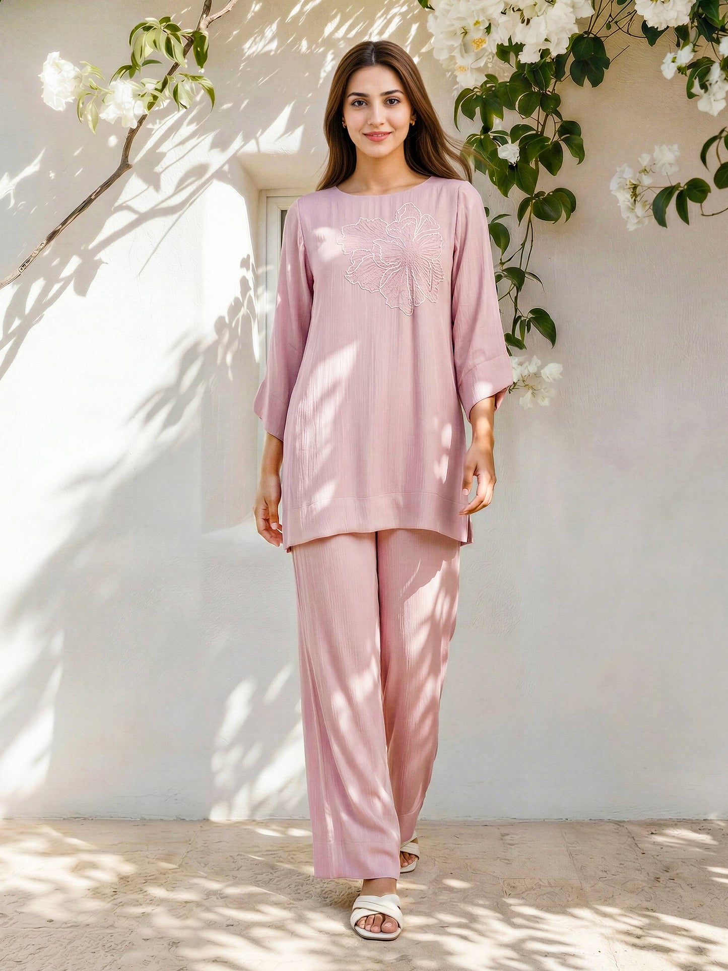 Silk Co-ord Set- Embroidered