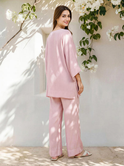 Silk Co-ord Set- Embroidered