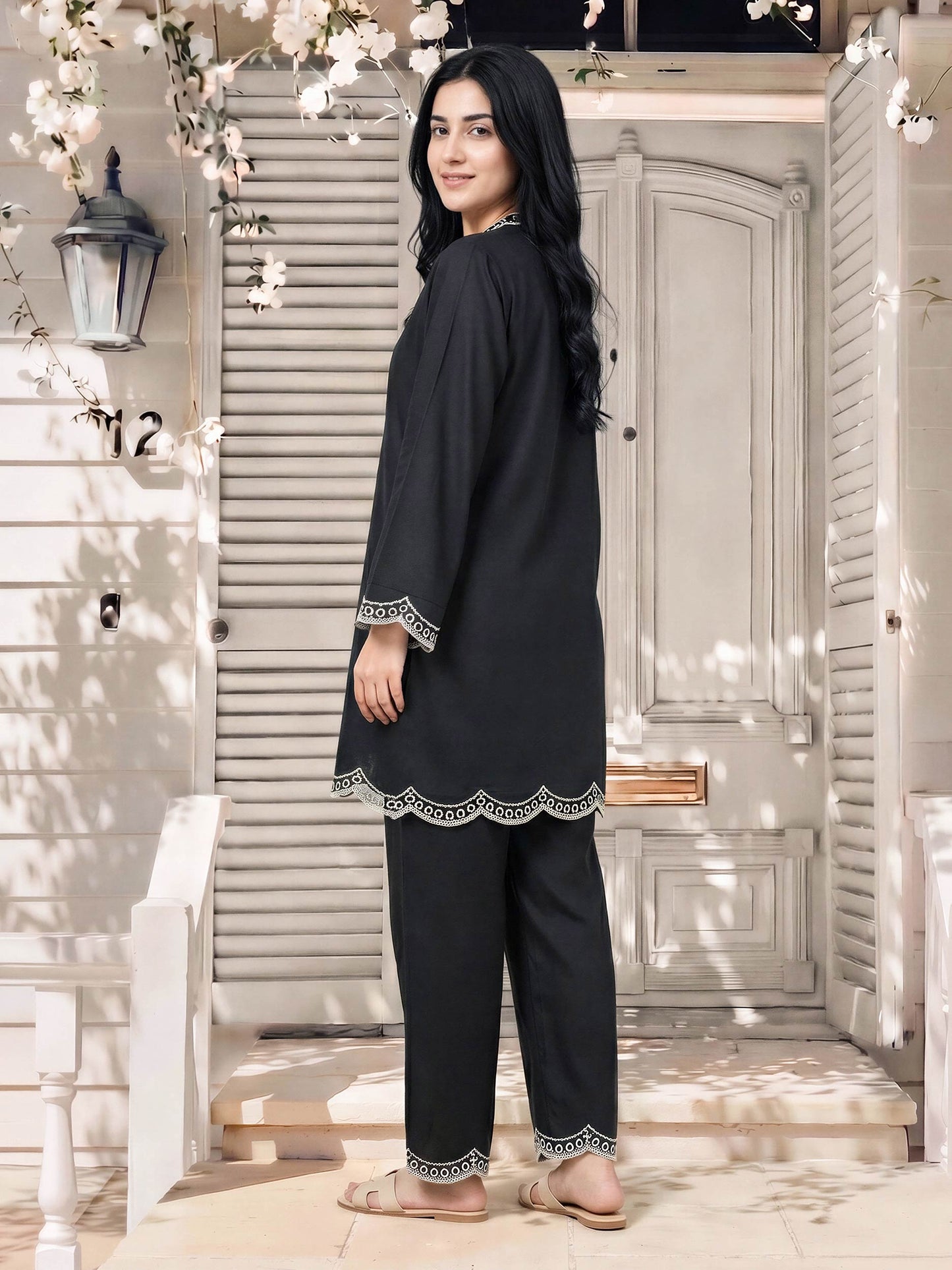Silk Co-ord Set- Embroidered