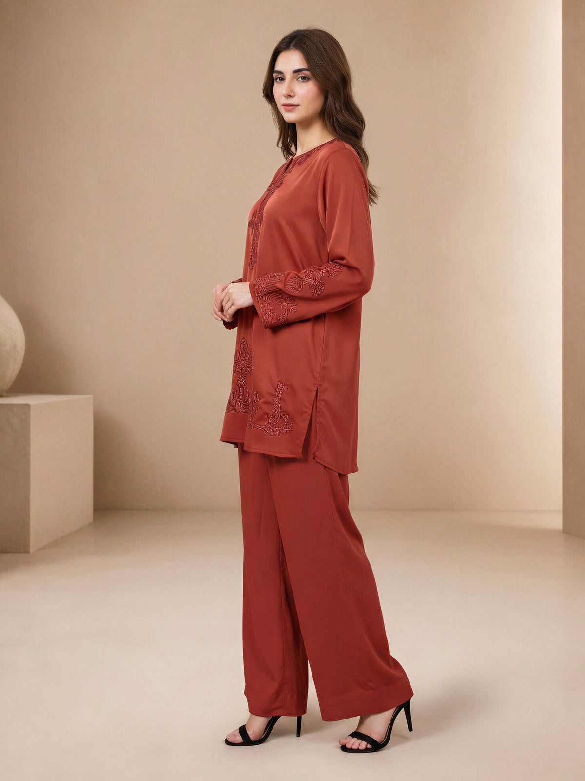 Silk Premium Co-ord Set- Embroidered