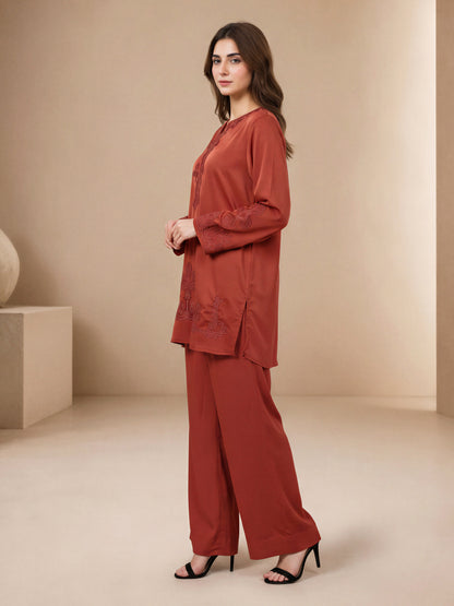 Silk Premium Co-ord Set- Embroidered