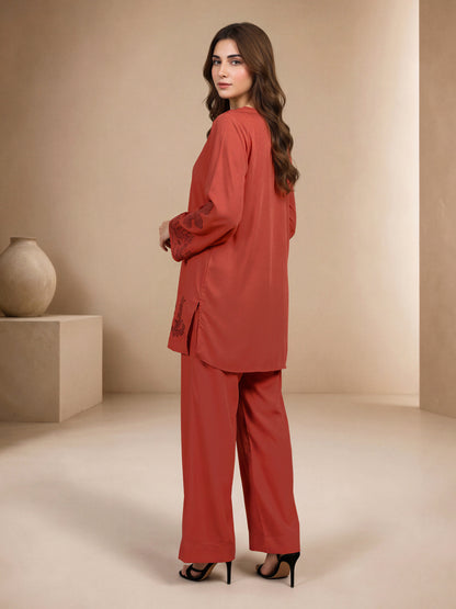 Silk Premium Co-ord Set- Embroidered