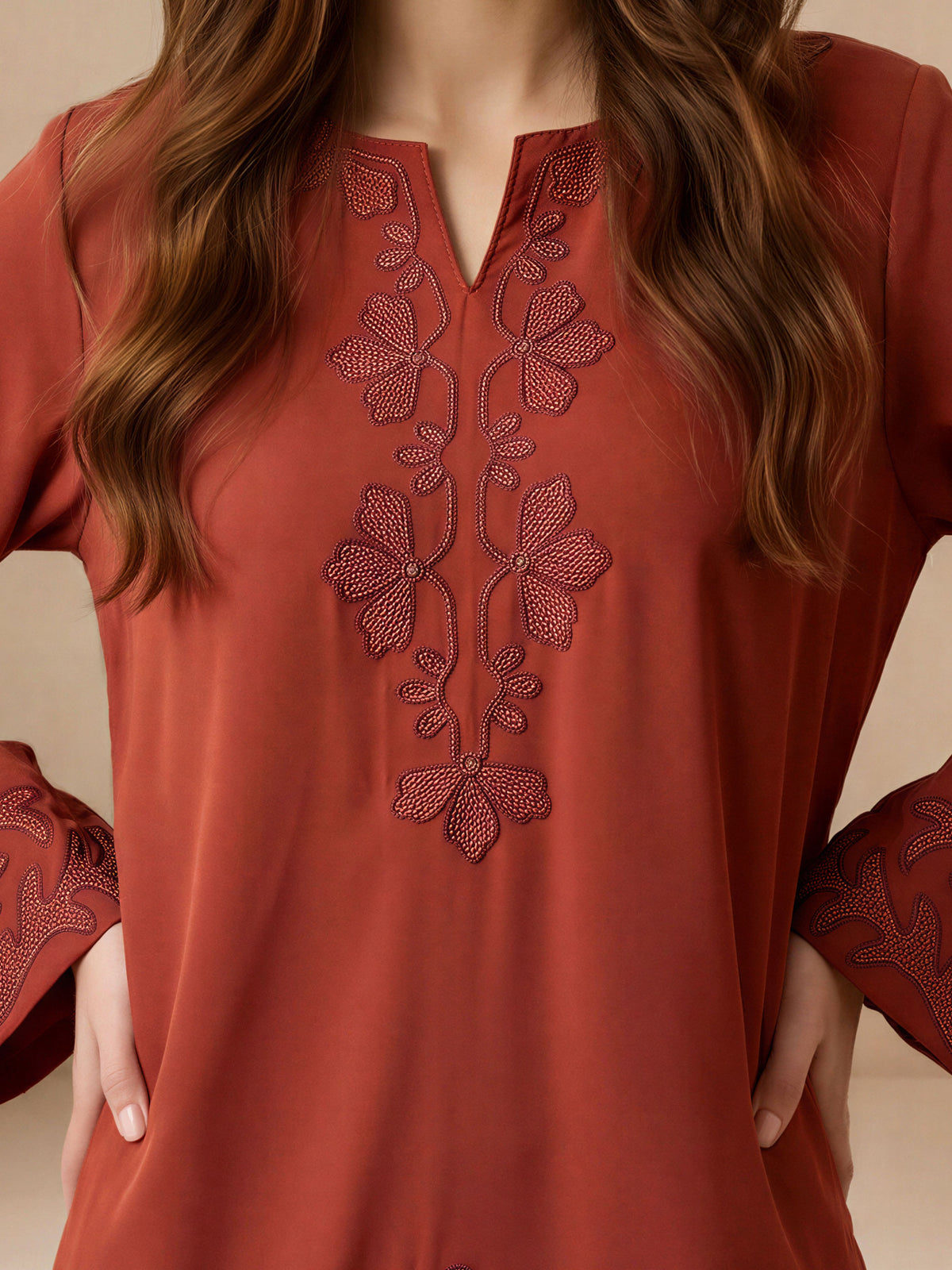 Silk Premium Co-ord Set- Embroidered