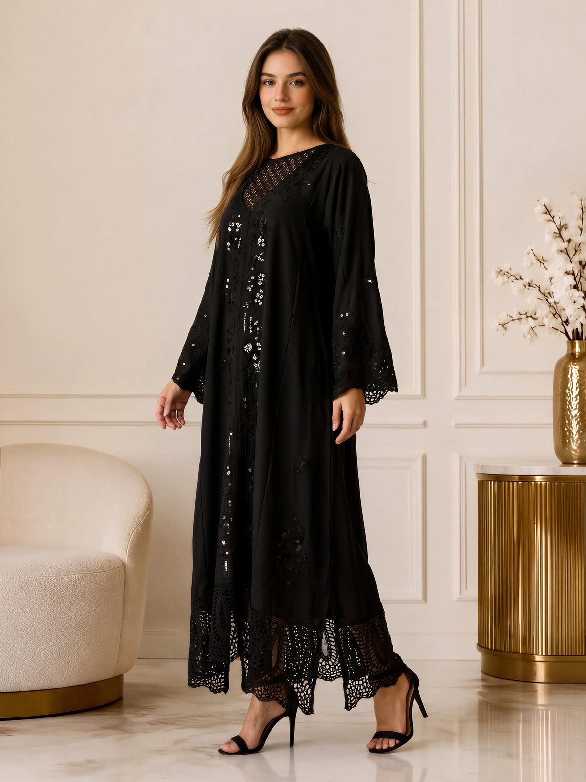 Silk Premium Kaftan- Embroidered (Pret)