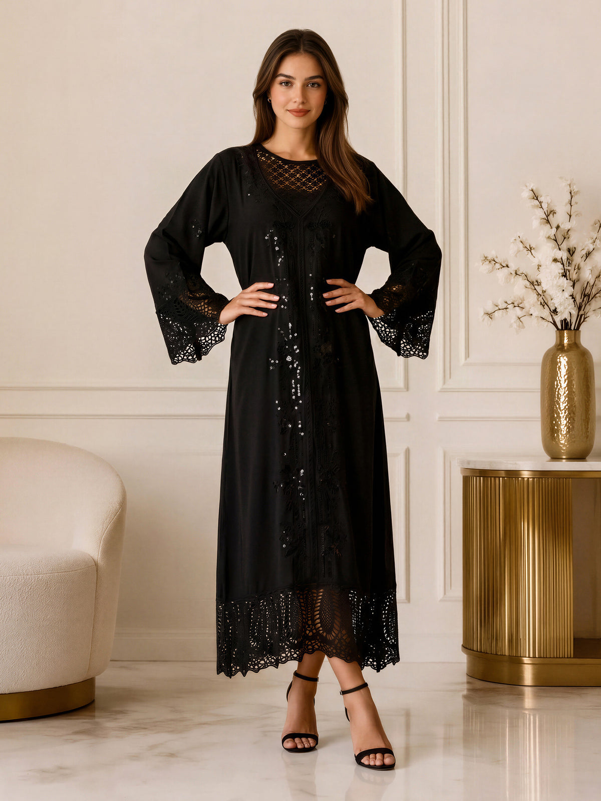 Silk Premium Kaftan- Embroidered (Pret)