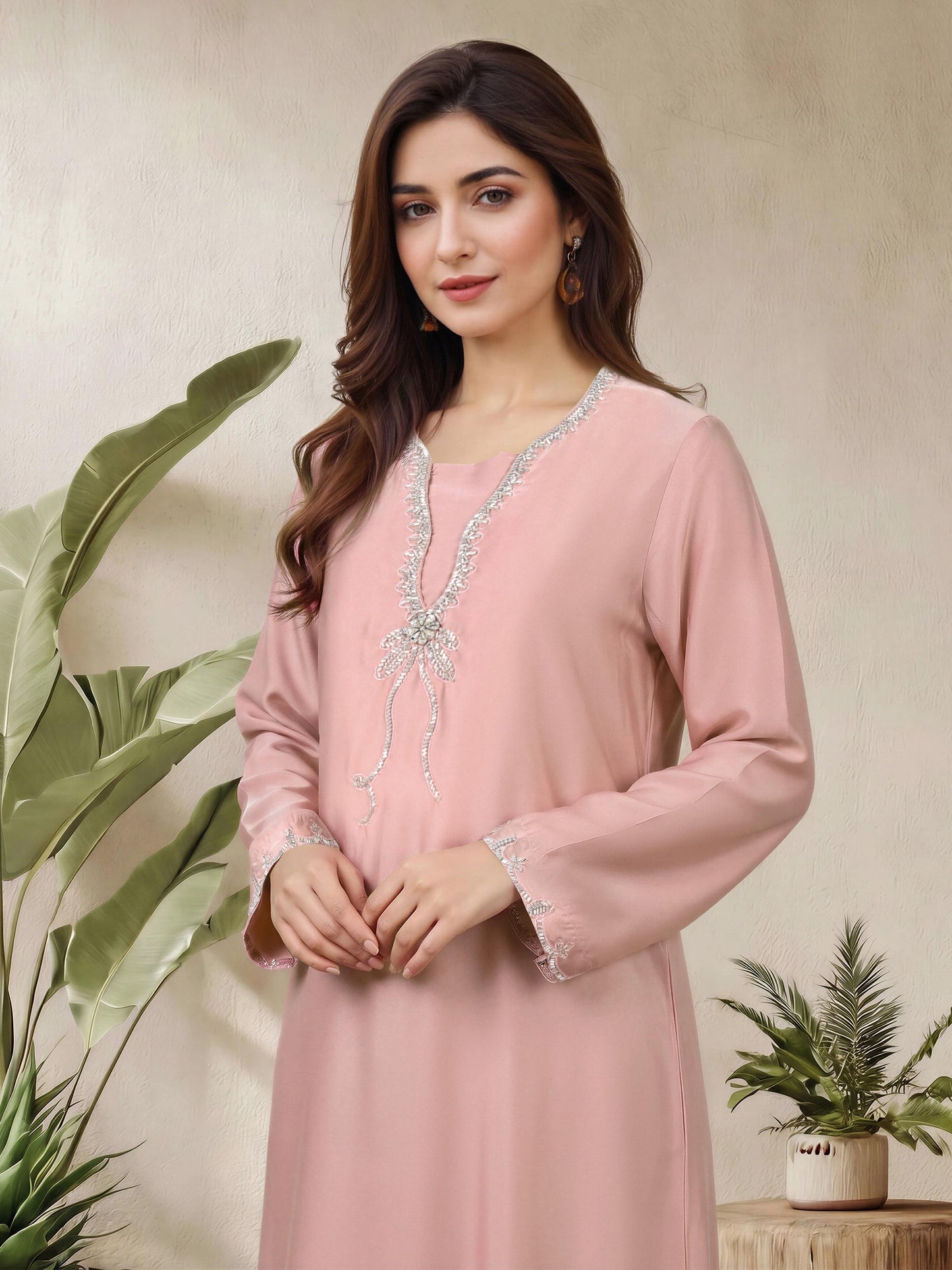 2 Piece Silk Suit- Embellished (Pret)