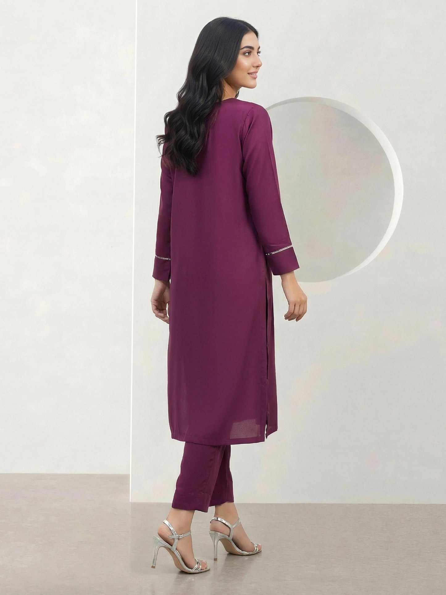 2 Piece Silk Suit- Embellished (Pret)