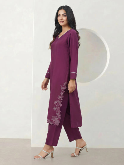 2 Piece Silk Suit- Embellished (Pret)