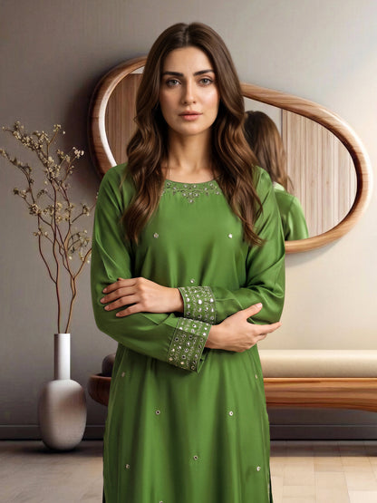 2 Piece Silk Premium Suit- Embroidered (Pret)