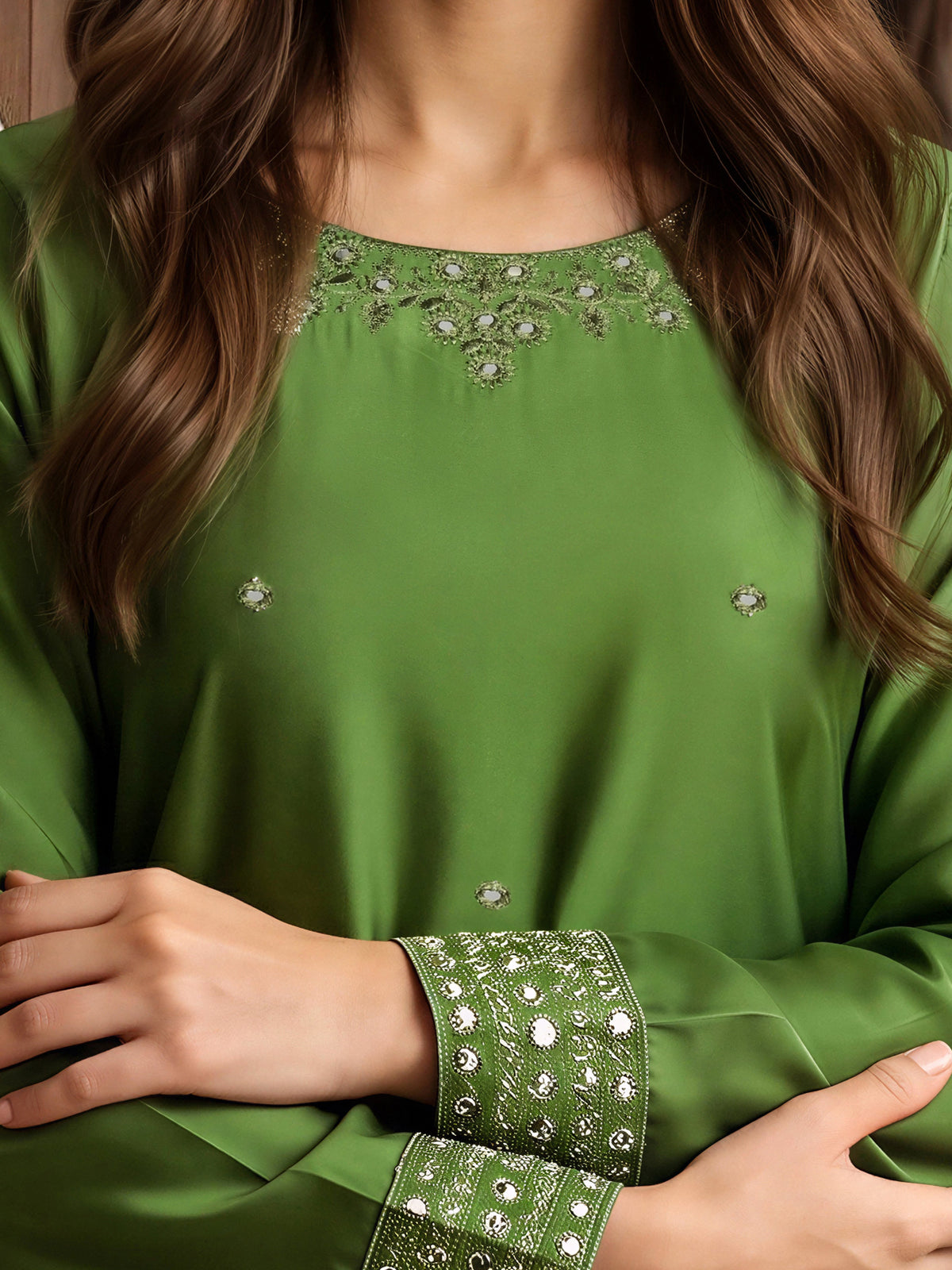 2 Piece Silk Premium Suit- Embroidered (Pret)