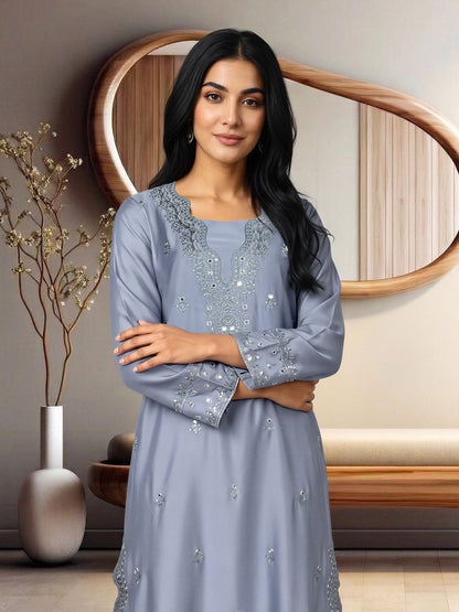 3 Piece Silk Premium Suit- Embroidered (Pret)