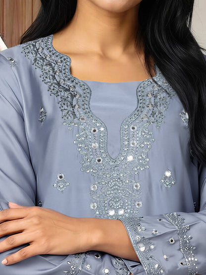 3 Piece Silk Premium Suit- Embroidered (Pret)