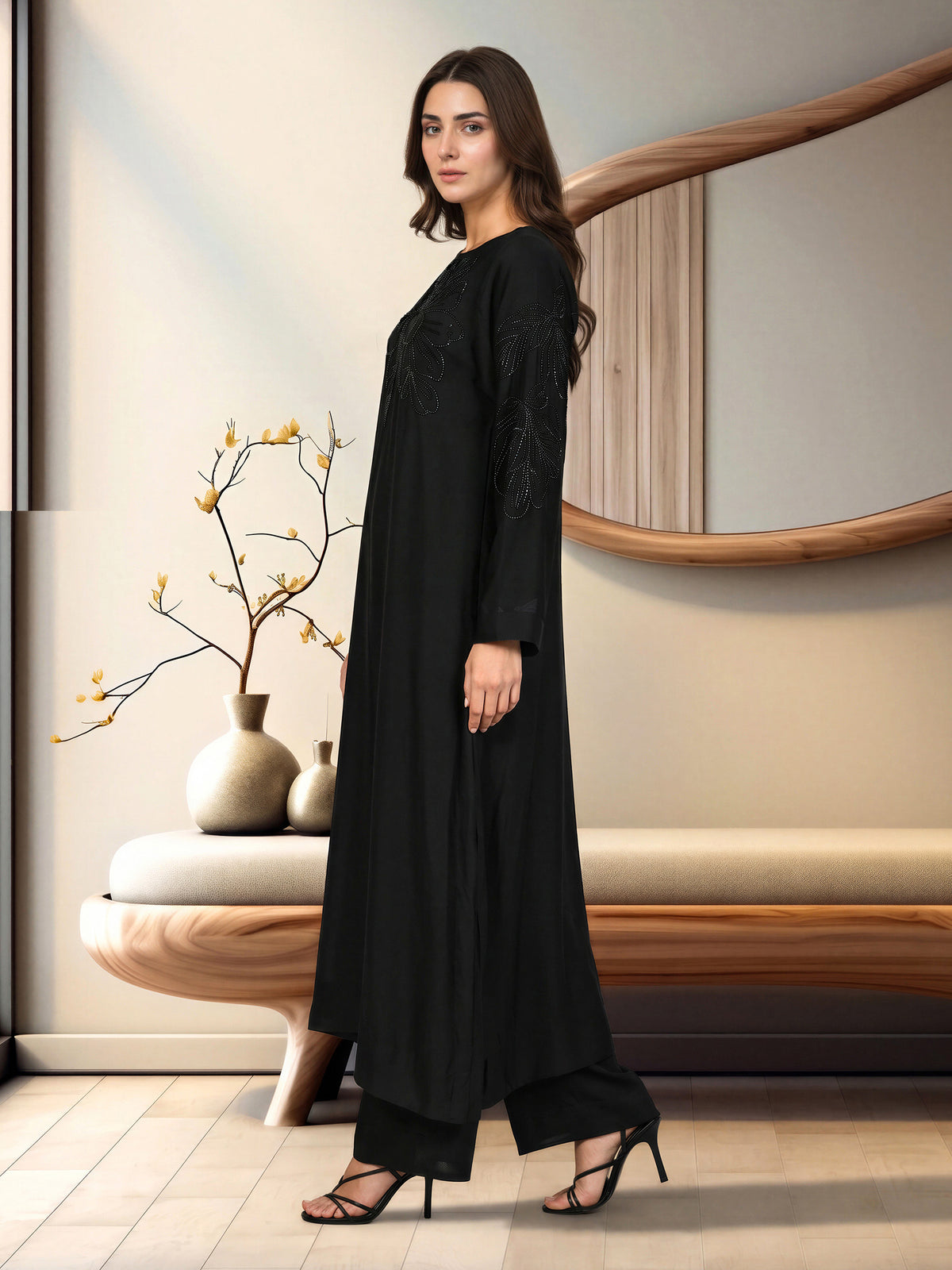 2 Piece Silk Premium Suit- Embroidered (Pret)