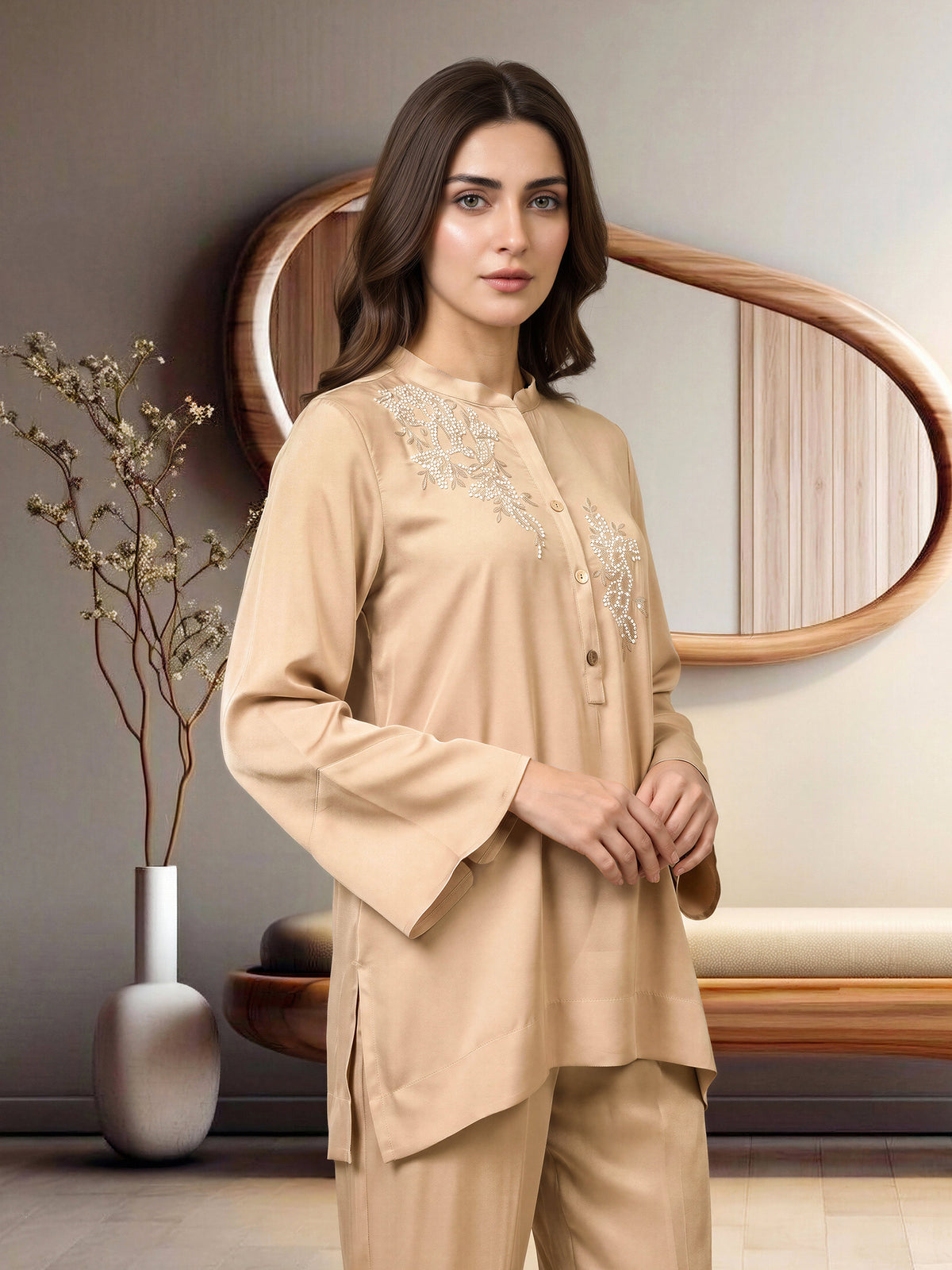 Silk Premium Co-ord Set- Embroidered
