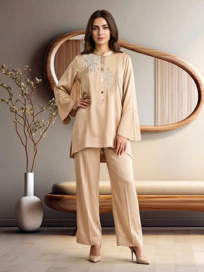 Silk Premium Co-ord Set- Embroidered