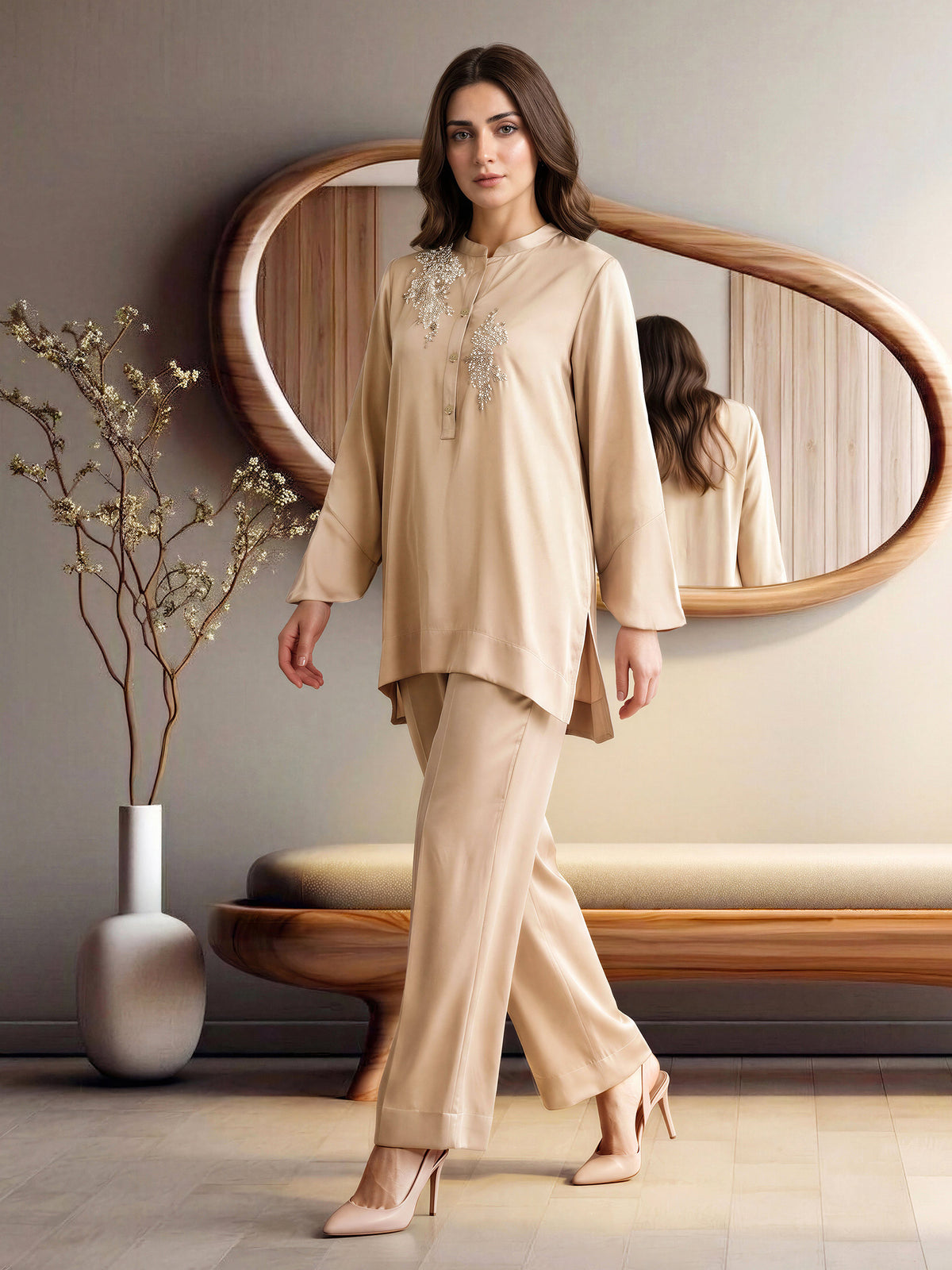 Silk Premium Co-ord Set- Embroidered