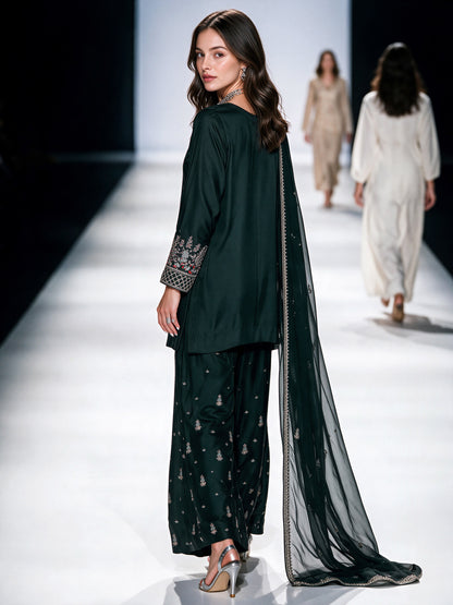 3 Piece Premium Silk Suit- Embroidered (Pret)