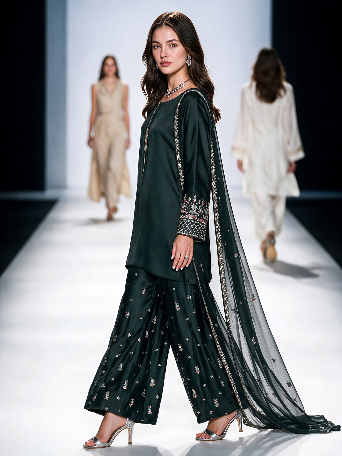 3 Piece Premium Silk Suit- Embroidered (Pret)