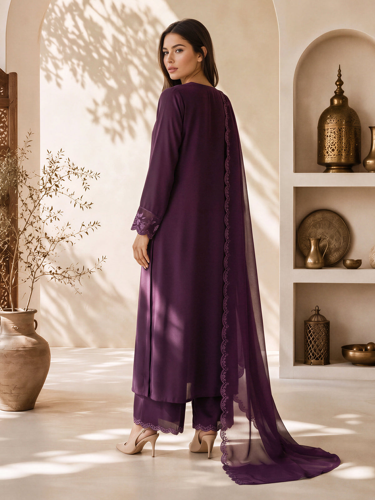 3 Piece Premium Silk Suit- Embroidered (Pret)