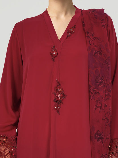 3 Piece Silk Suit- Embroidered (Pret)
