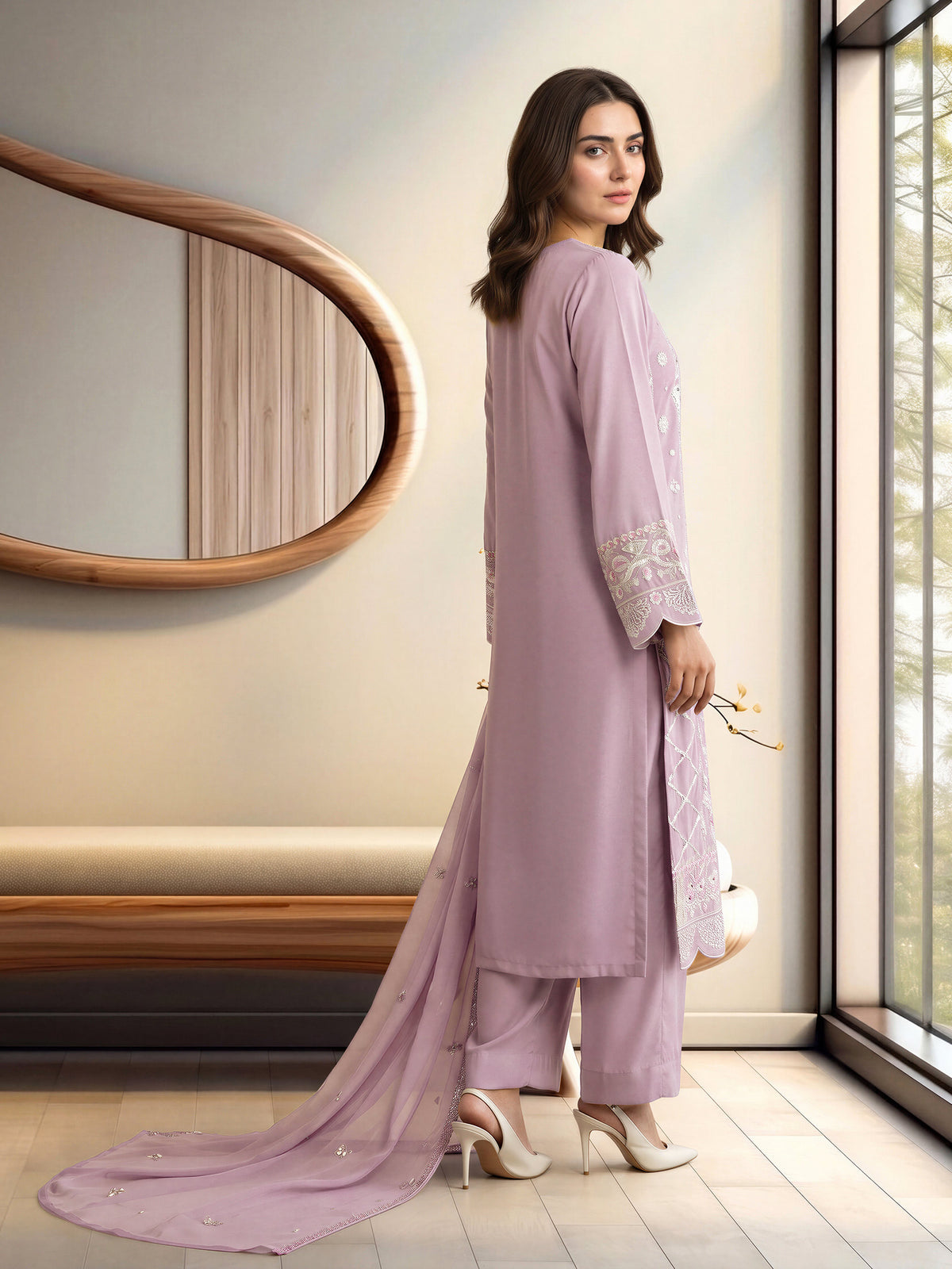 3 Piece Silk Premium Suit- Embroidered (Pret)