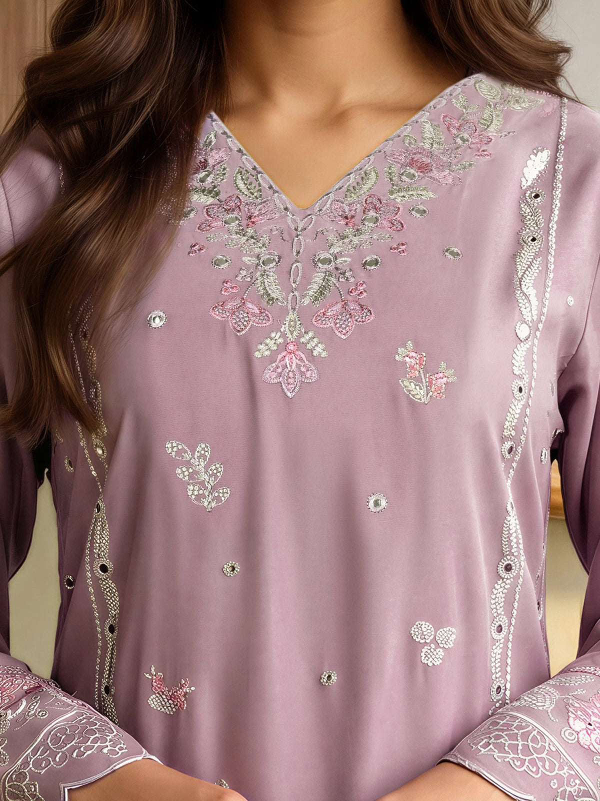 3 Piece Silk Premium Suit- Embroidered (Pret)