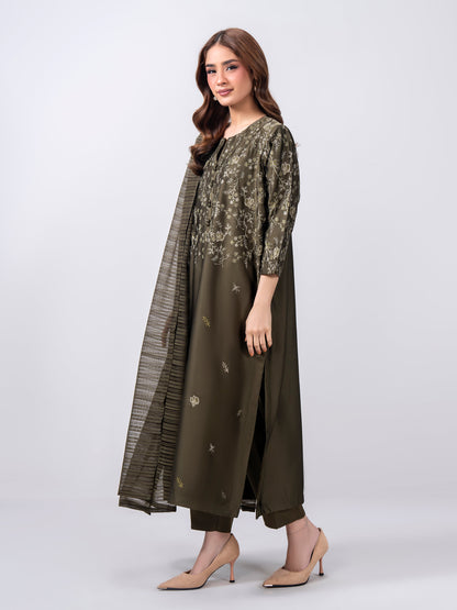 3 Piece Silk Suit- Embroidered (Pret)