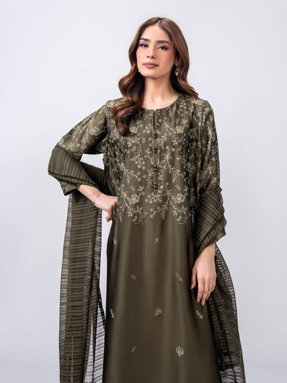 3 Piece Silk Suit- Embroidered (Pret)