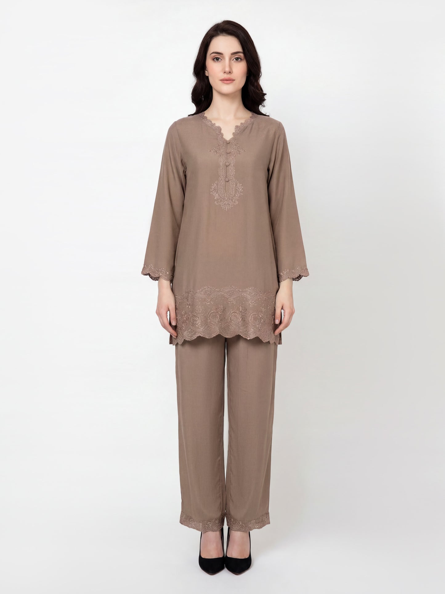 Silk Co-ord Set- Embroidered