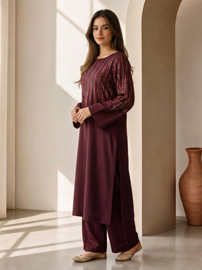 2 Piece Silk Premium Suit- Embroidered (Pret)