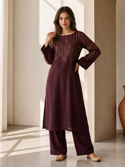 2 Piece Silk Premium Suit- Embroidered (Pret)