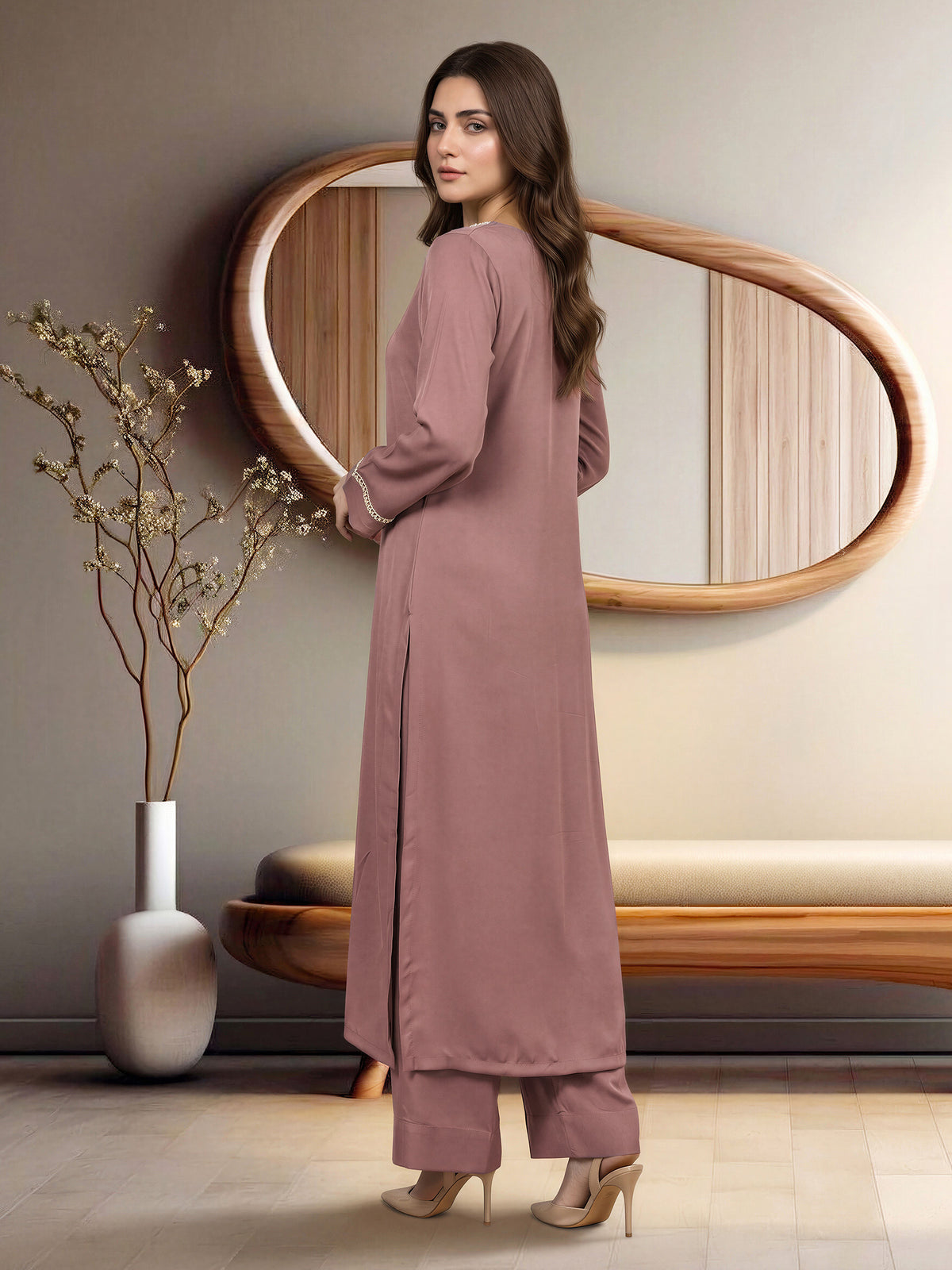 2 Piece Silk Premium Suit- Embroidered (Pret)
