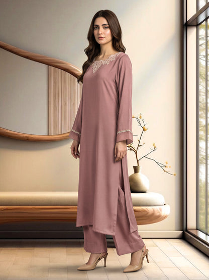 2 Piece Silk Premium Suit- Embroidered (Pret)