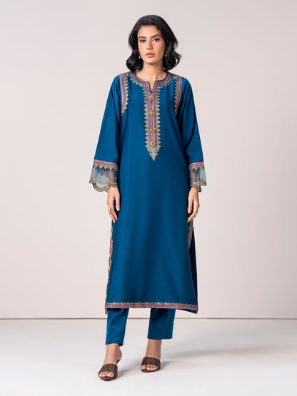 2 Piece Silk Suit-  Embroidered (Pret)