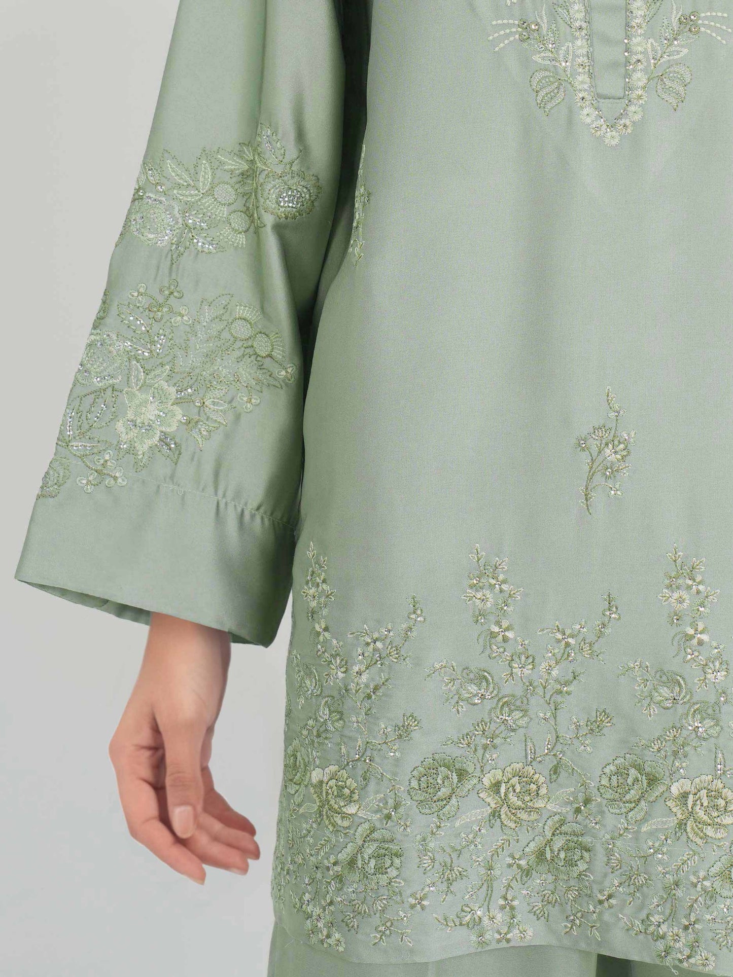 Silk Co-ord Set- Embroidered