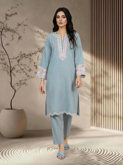 2 Piece Premium Silk Suit- Embroidered (Pret)