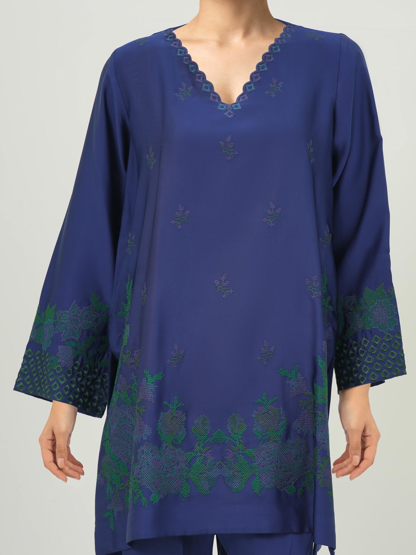 Silk Co-ord Set- Embroidered