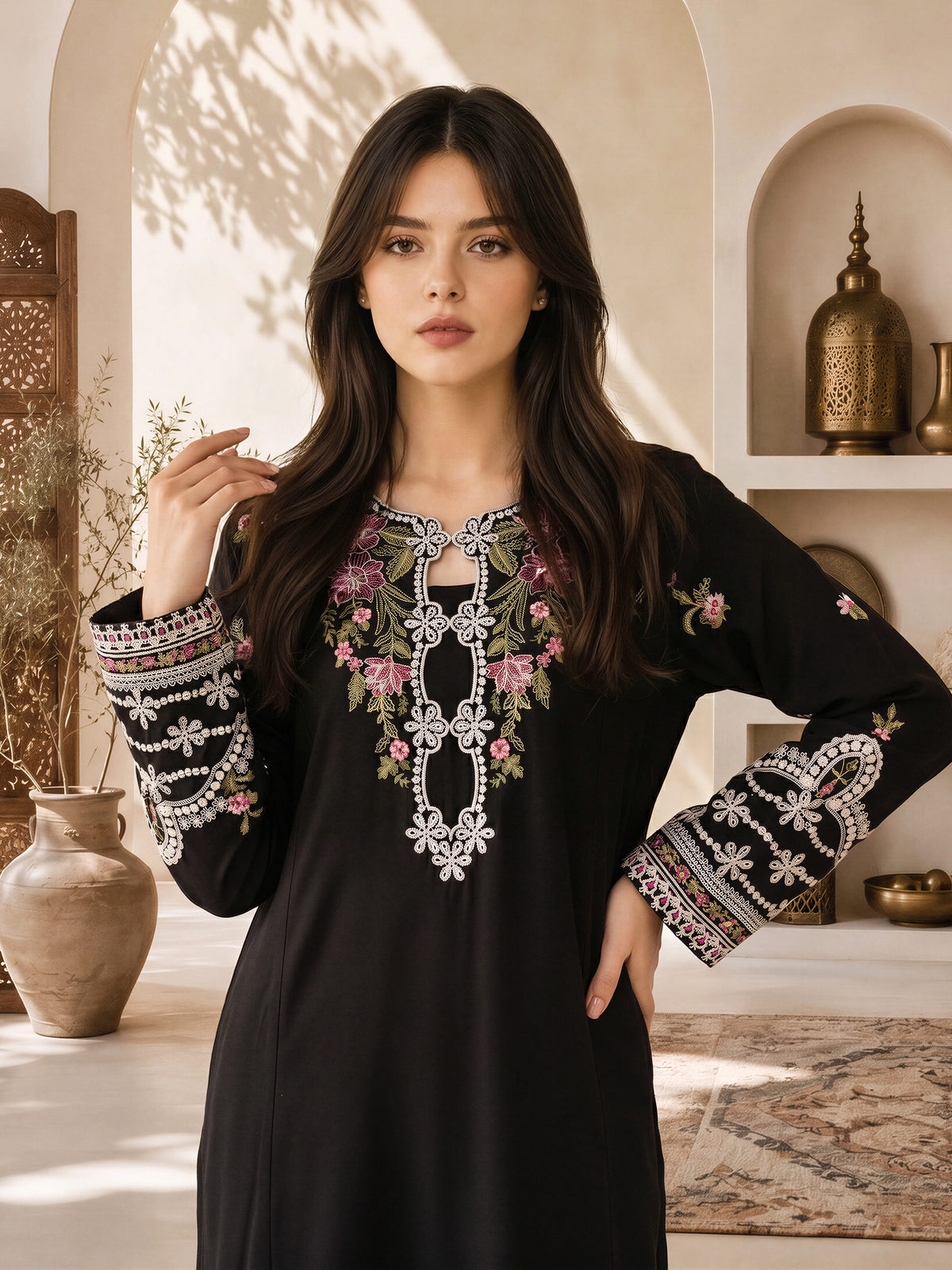2 Piece Blended Marina Suit- Embroidered (Pret)
