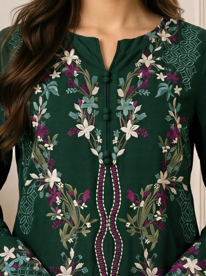 3 Piece Crepe Suit- Embroidered (Pret)