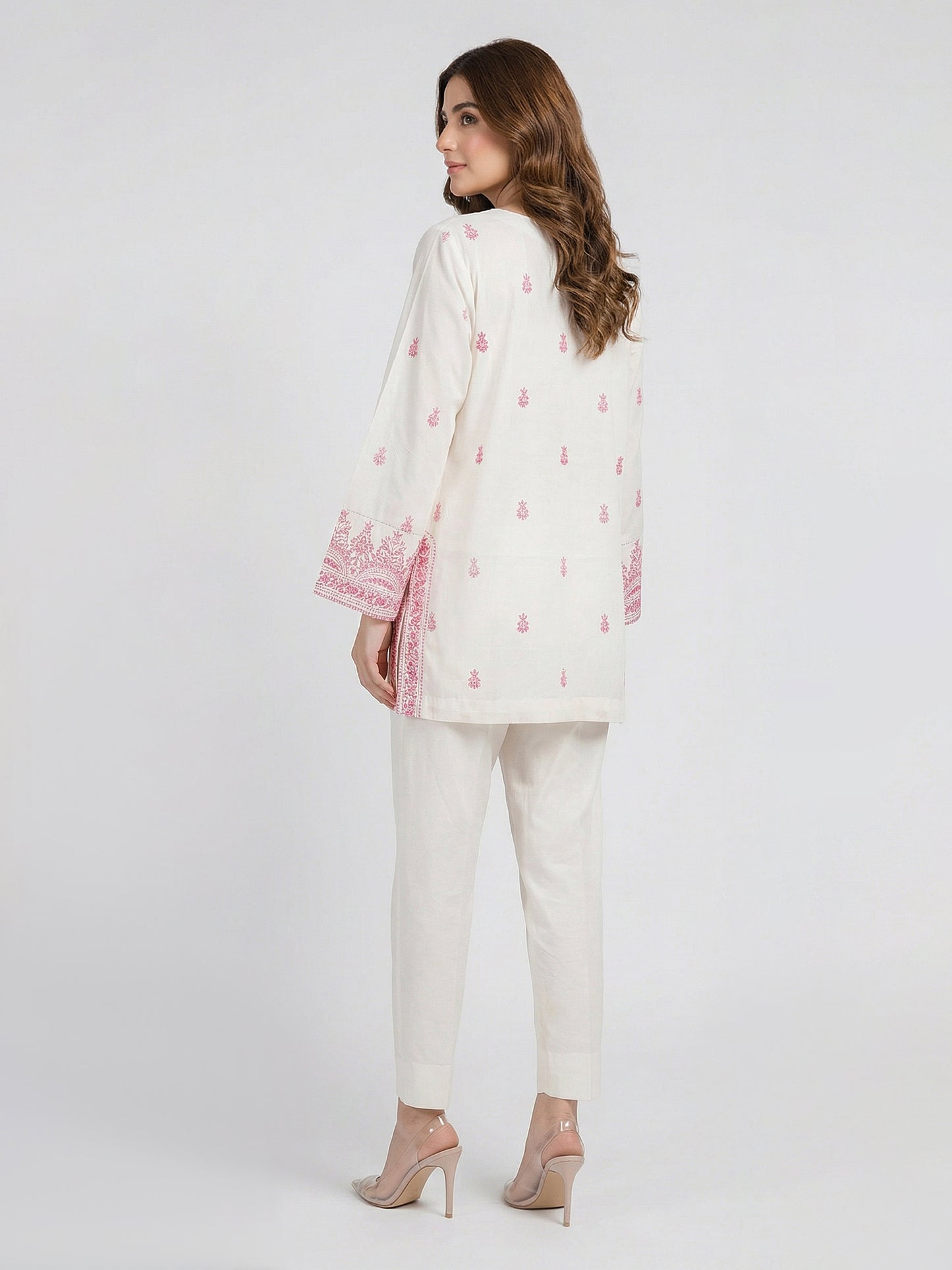 Cambric Kurti- Embroidered (Pret)