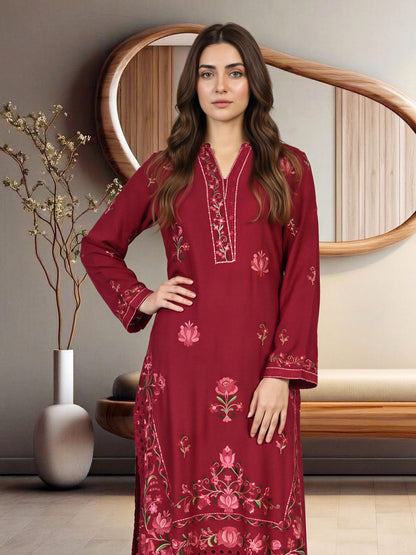2 Piece Crepe Suit- Embroidered (Pret)