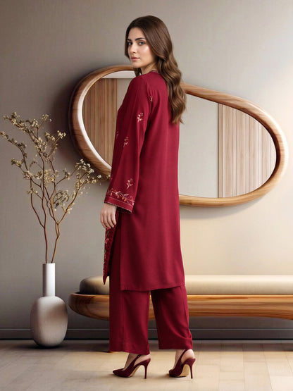 2 Piece Crepe Suit- Embroidered (Pret)