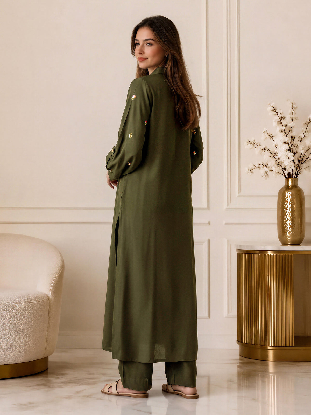 2 Piece Blended Marina Suit- Embroidered (Pret)
