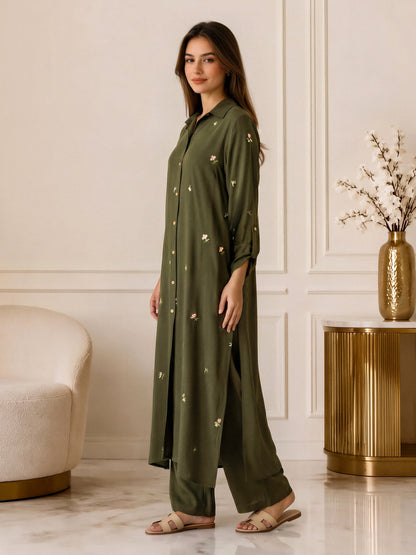 2 Piece Blended Marina Suit- Embroidered (Pret)