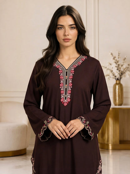 3 Piece Blended Marina Suit- Embroidered (Pret)