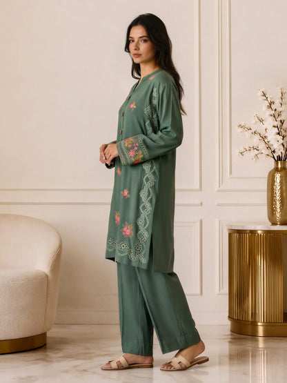 2 Piece Blended Marina Suit- Embroidered (Pret)