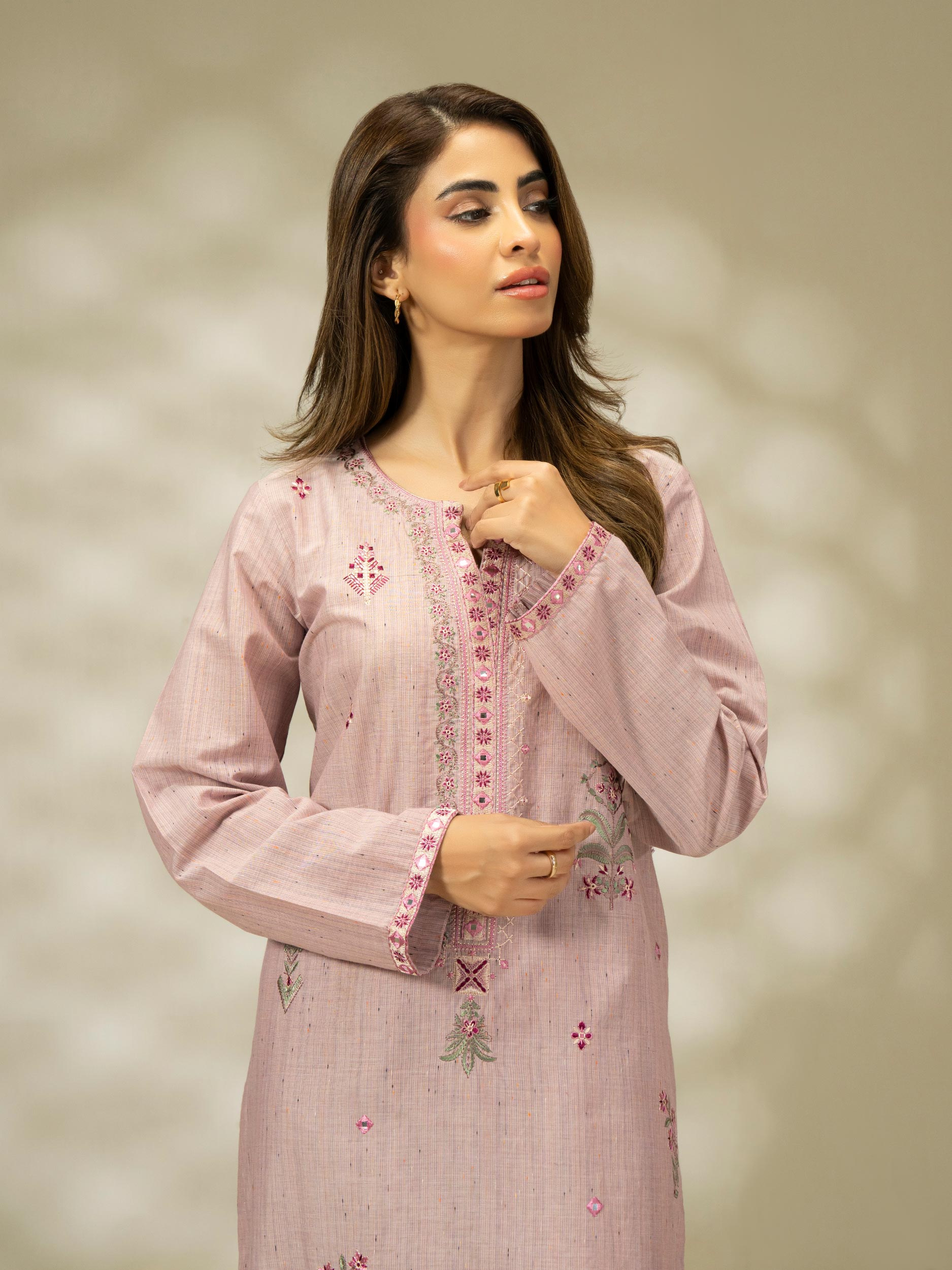 2 Piece  Yarn Dyed Suit-Embroidered (Pret)