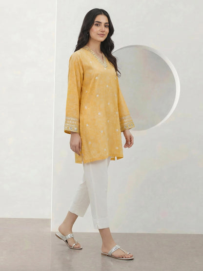 Jacquard Yarn Dyed Kurti- Embroidered (Pret)