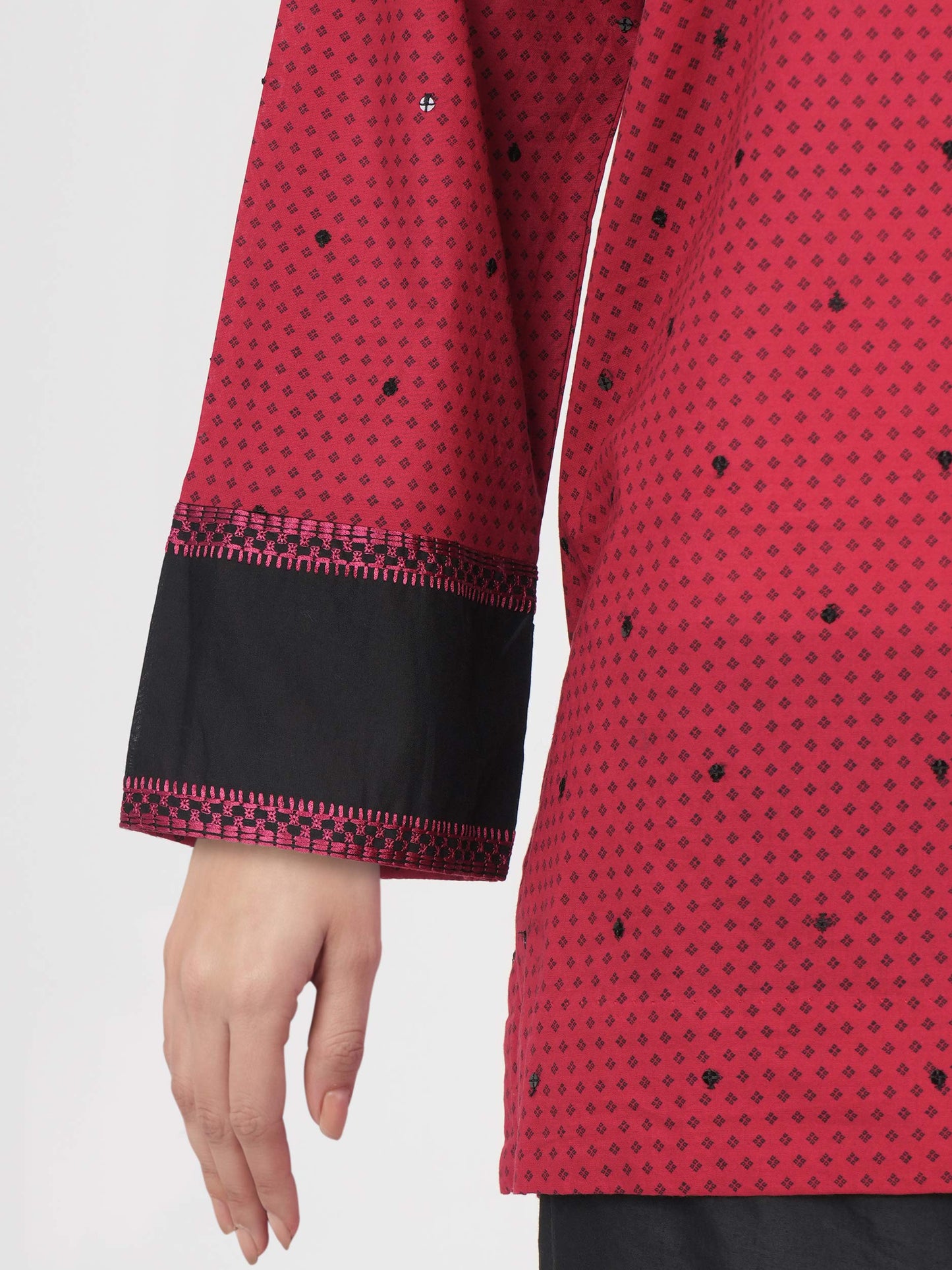 Cambric Kurti- Embroidered (Pret)